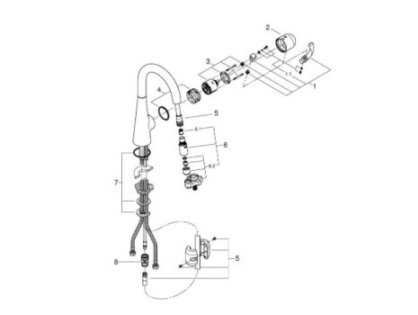 Grohe Zedra Single Lever Sink Mixer - Chrome (32296000) spares breakdown diagram