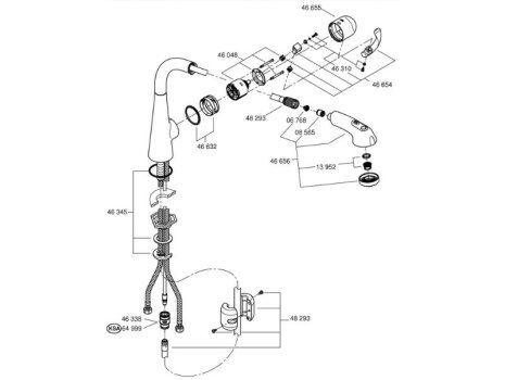 Grohe Zedra Single Lever Sink Mixer - Chrome (32553000) spares breakdown diagram