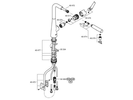 Grohe Zedra Single Lever Sink Mixer - Chrome (32553002) spares breakdown diagram
