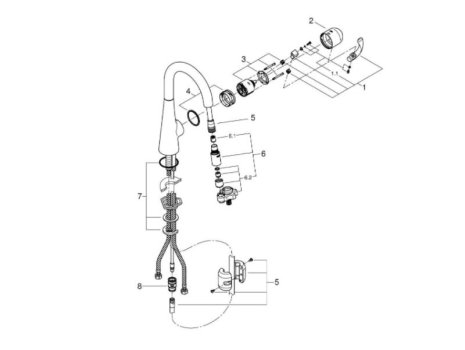 Grohe Zedra Single Lever Sink Mixer - Stainless Steel (32296SD0) spares breakdown diagram