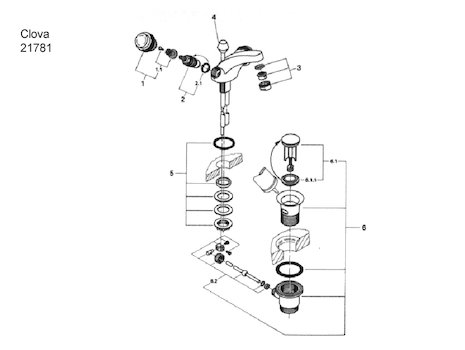 Grohe 21781 Clova Mono basin tap (21781000) spares breakdown diagram