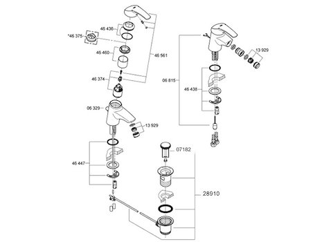 Grohe 33265 Eurosmart basin mono mixer tap (33265000) spares breakdown diagram