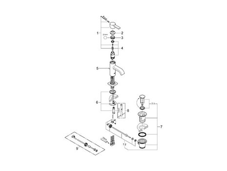 Grohe Allure Basin Mono Mixer - Chrome (32144000) spares breakdown diagram