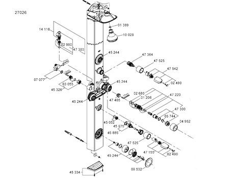 Grohe Aquatower 3000 (27026000) spares breakdown diagram