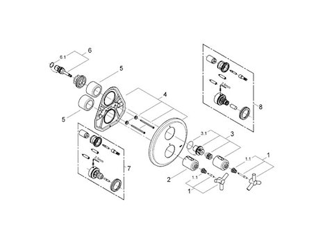 Grohe Atrio Ypsilon Thermo shower valve trimset (19144000) spares breakdown diagram