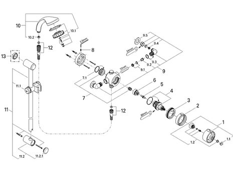 Grohe Avensys Single Control Exposed Valve Only (34034000) spares breakdown diagram