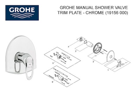 Grohe Chiara manual shower valve trim plate - chrome (19156000) spares breakdown diagram