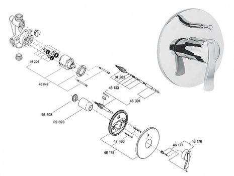 Grohe Ectos Single lever bath shower Mixer Trimset (19547IP0) spares breakdown diagram