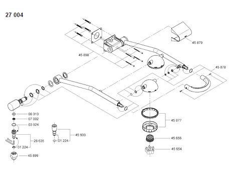 Grohe freehander 27004 exposed feed (27004000) spares breakdown diagram