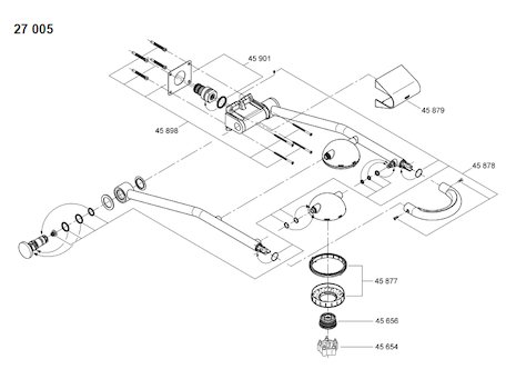 Grohe Freehander 27005 recessed feed (27005000) spares breakdown diagram