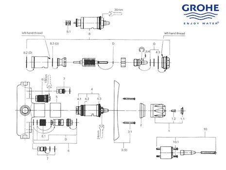 Grohe Grohmix - 34411 000 (34411000) spares breakdown diagram