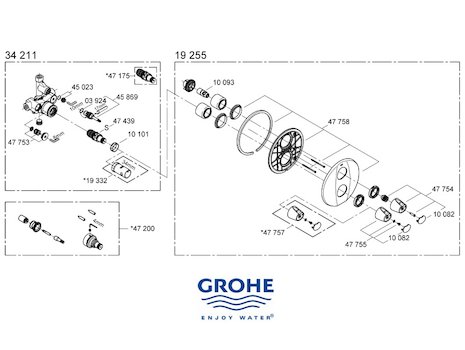 Grohe Grohtherm Auto 3000 (19255000) spares breakdown diagram