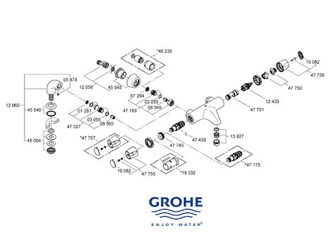 Grohe Grohtherm Auto 3000 bar mixer shower (34185000) spares breakdown diagram