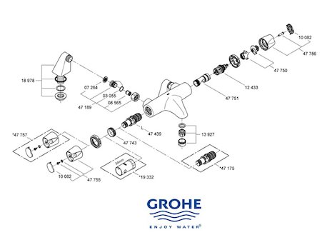 Grohe Grohtherm Auto 3000 bar mixer shower (34188000) spares breakdown diagram