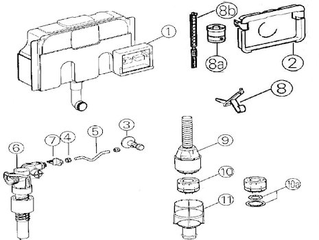 Grohe mechanical actuation cistern (37175000) spares breakdown diagram