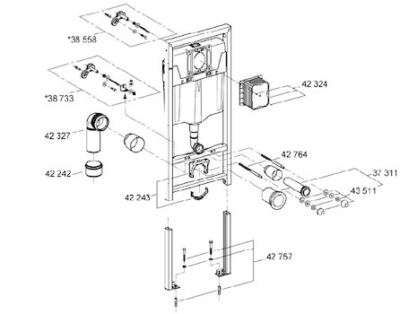 Grohe Rapid SL WC Cistern (38528000) spares breakdown diagram