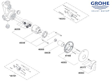 GROHE Replacement Cap Chrome 09038000 Grohe for Groups Recessed 