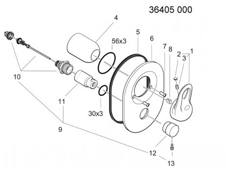 Hansgrohe Allegroh with diverter (36405000) spares breakdown diagram