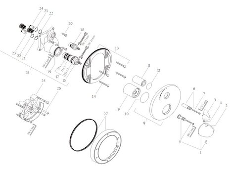 Hansgrohe Axor Allegroh finish set for thermostatic mixer (36700000) spares breakdown diagram