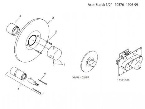 Hansgrohe Axor Starck single control shower valve 1/2" (10376000) spares breakdown diagram
