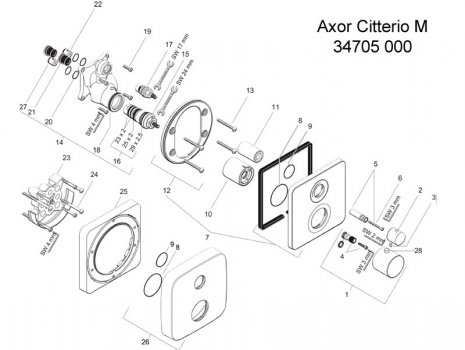 Hansgrohe Citterio M (34705000) spares breakdown diagram