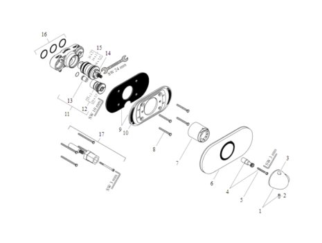 hansgrohe Ecostat Thermostatic Shower Mixer (15379000) spares breakdown diagram