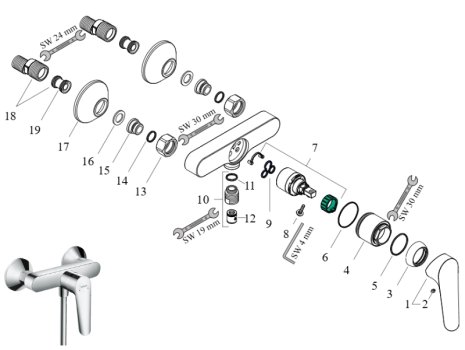 hansgrohe Logis E Single Lever Manual Exposed Mixer Shower - Chrome (71602000)