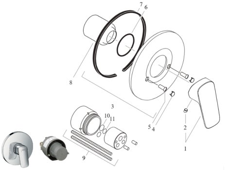 hansgrohe Logis Manual Concealed Mixer Shower Set - Chrome (71666000) spares breakdown diagram