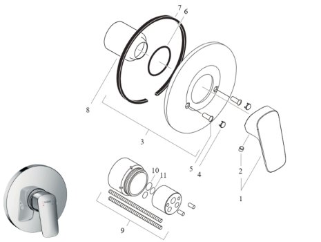 hansgrohe Logis Round Single Lever Manual Concealed Mixer Shower - Chrome (71606000)