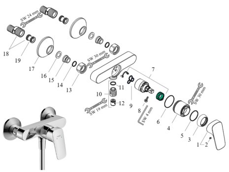 hansgrohe Logis Single Lever Exposed Manual Mixer Shower - 2 Flow Rates - Chrome (71601000)