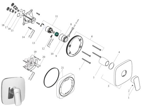 hansgrohe Logis Single Lever Manual Concealed Mixer Shower Soft Cube - Chrome (71605000) spares breakdown diagram