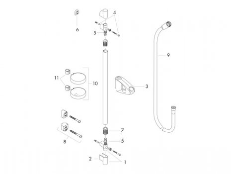 Hansgrohe Unica D wall bar (27930000) spares breakdown diagram