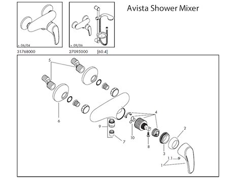 Hansgrohe Avista Shower Mixer (31768) spares breakdown diagram