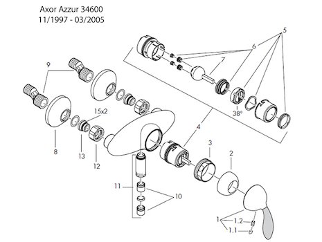 Hansgrohe Axor Azzur 34600 (34600) spares breakdown diagram