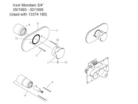 Hansgrohe Axor Mondaro 18378 3/4" (18378) spares breakdown diagram