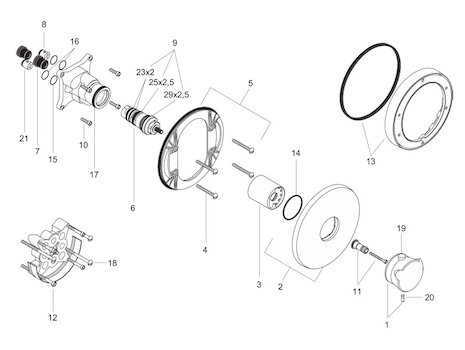 Hansgrohe Axor Mondaro shower valve (18710000) spares breakdown diagram