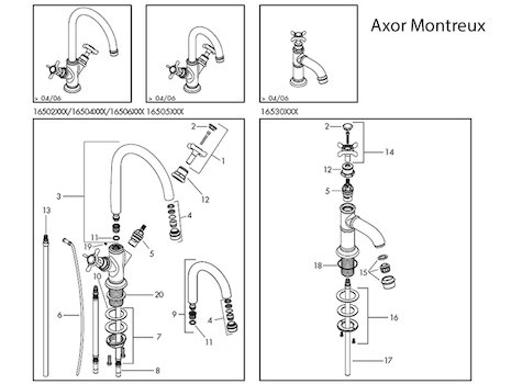 Hansgrohe Axor Montreux Basin Mixer (16502) spares breakdown diagram