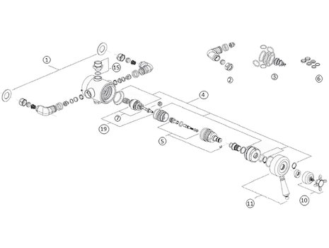 Heritage Avenbury dual control exposed valve (SVEDUAL01) spares breakdown diagram