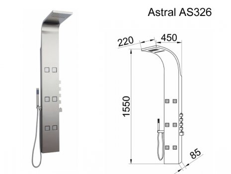 Hudson Reed Astral shower tower (AS326) spares breakdown diagram