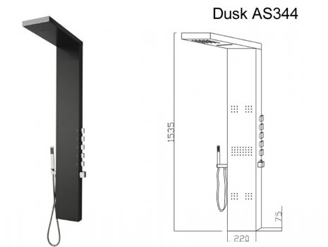 Hudson Reed Dusk shower tower (AS344) spares breakdown diagram
