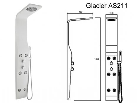 Hudson Reed Glacier shower tower (AS211) spares breakdown diagram