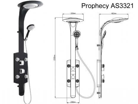 Hudson Reed Prophecy shower tower (AS3321) spares breakdown diagram