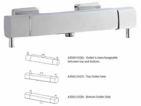 Hudson Reed Quadro bottom outlet bar mixer shower (A3503) spares breakdown diagram