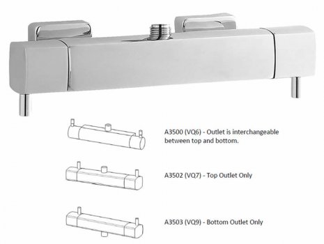 Hudson Reed Quadro top outlet bar mixer shower (A3502) spares breakdown diagram