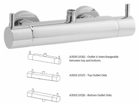 Hudson Reed top/bottom outlet bar mixer shower (A3500) spares breakdown diagram