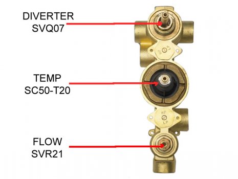 Hudson Reed triple shower valve (A3014) spares breakdown diagram