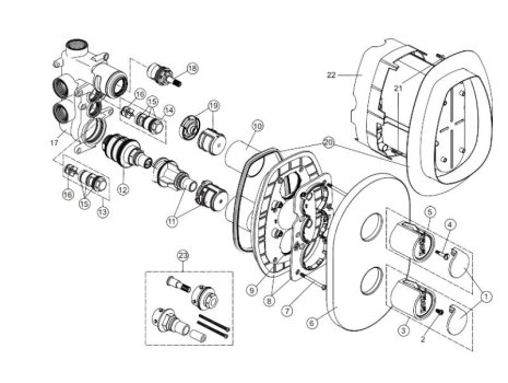 Ideal Standard Active Faceplate and Handles (A4105AA) spares breakdown diagram