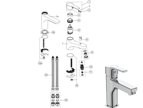 Ideal Standard Calista single lever one hole bath filler (B2137AA) spares breakdown diagram