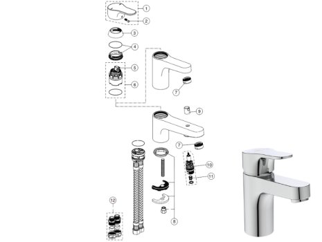 Ideal Standard Cerabase single lever bath filler (BD055AA) spares breakdown diagram