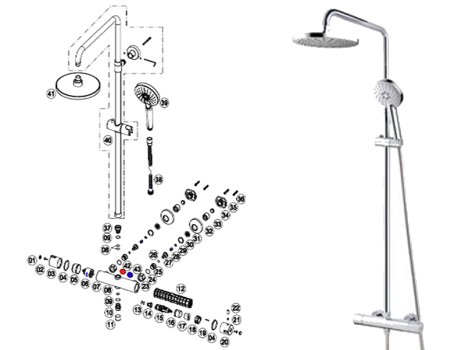 iflo Ashby Thermostatic Mixer Shower (483841) spares breakdown diagram